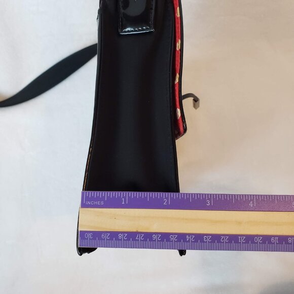 LIZ CLAIBORNE Shiny Patent Shoulder Bag Structured Retro Polka Dot Lining - Picture 13 of 15